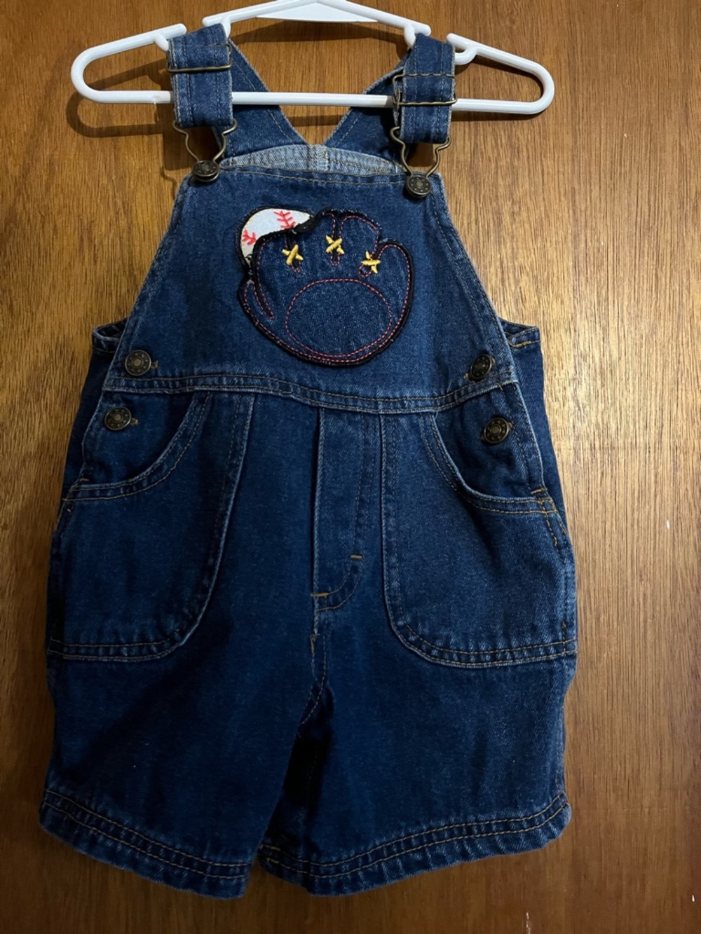 Kids Denim Shortalls with Baseball